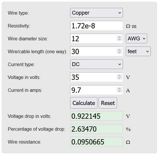 voltage drop calculation
